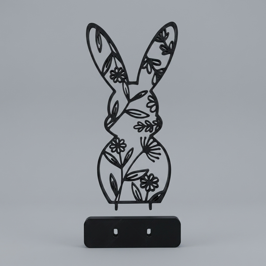 Floral Easter Bunny Sculpture Deco / Floral rabbit Sclupture with stand / Oster Hase alternate angle
