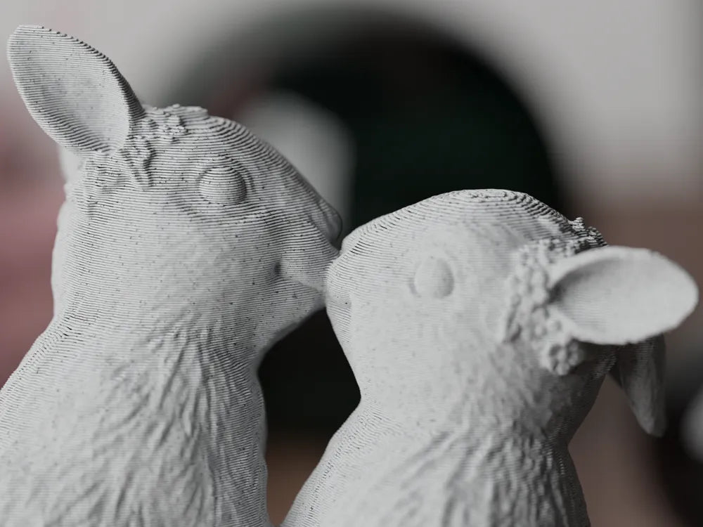 Cute easter Bunny kissing love floral sculpture
