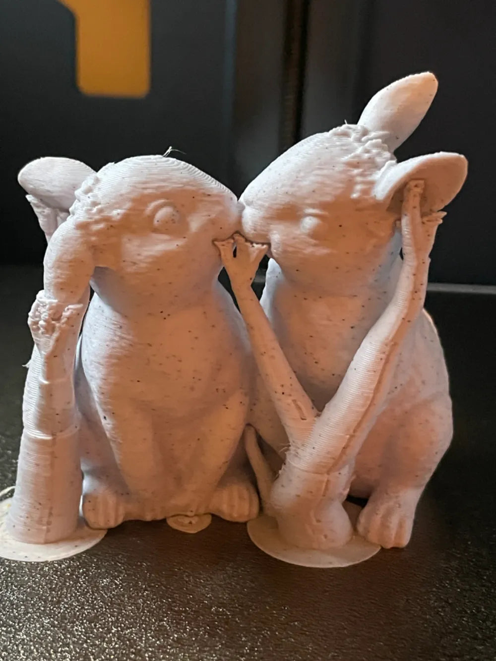 Cute easter Bunny kissing love floral sculpture