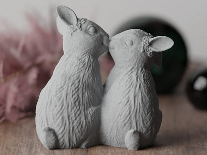 Cute easter Bunny kissing love floral sculpture