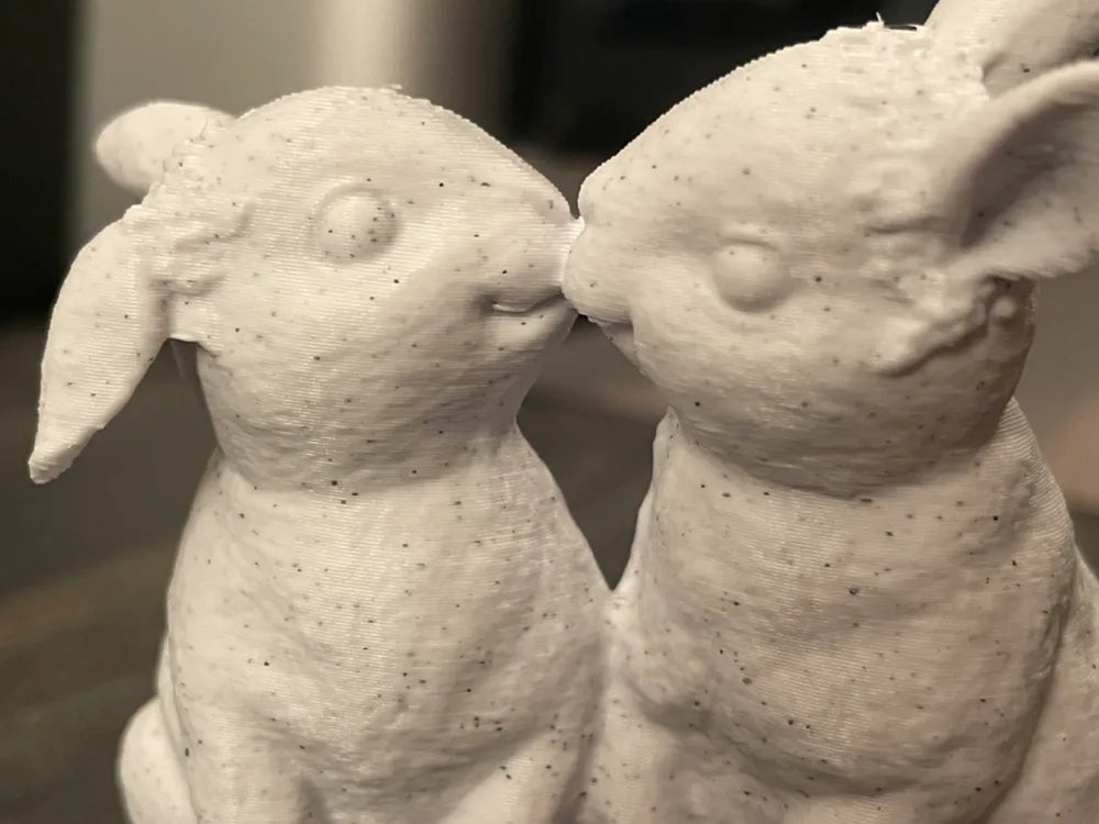 Cute easter Bunny kissing love floral sculpture