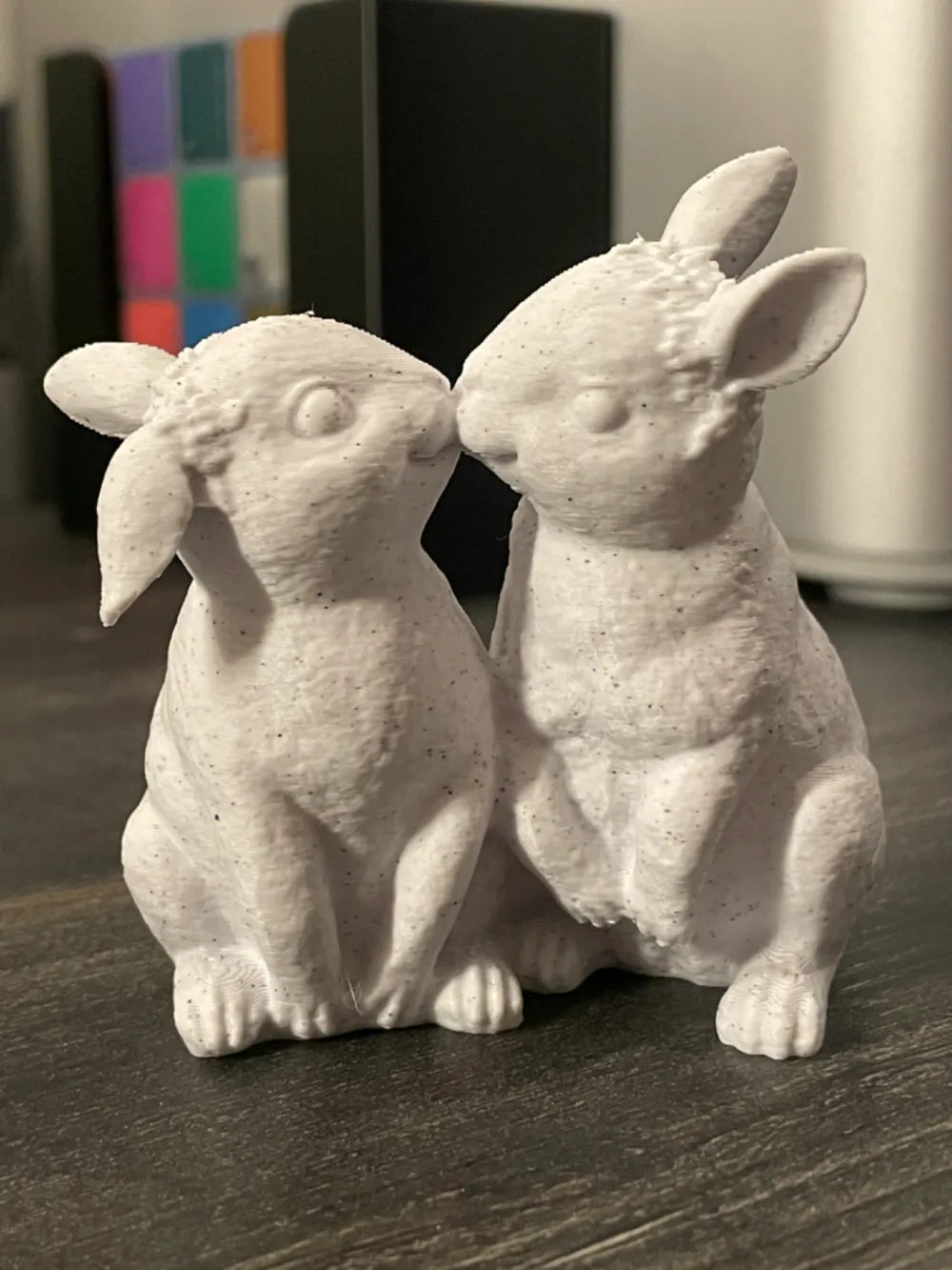 Cute easter Bunny kissing love floral sculpture