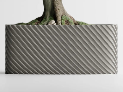 Plant Pot Fine Rib Rounded Rectangle Low