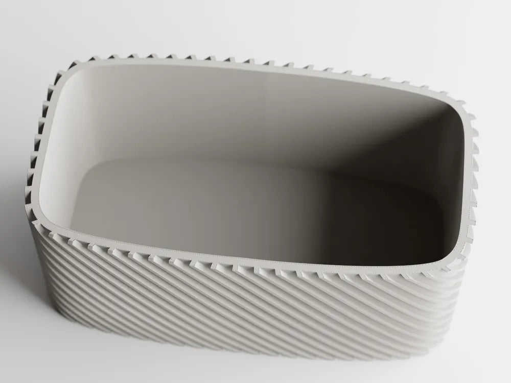 Plant Pot Fine Rib Rounded Rectangle Low