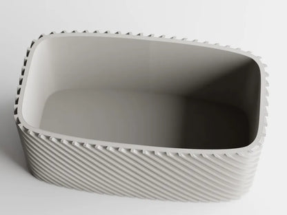 Plant Pot Fine Rib Rounded Rectangle Low