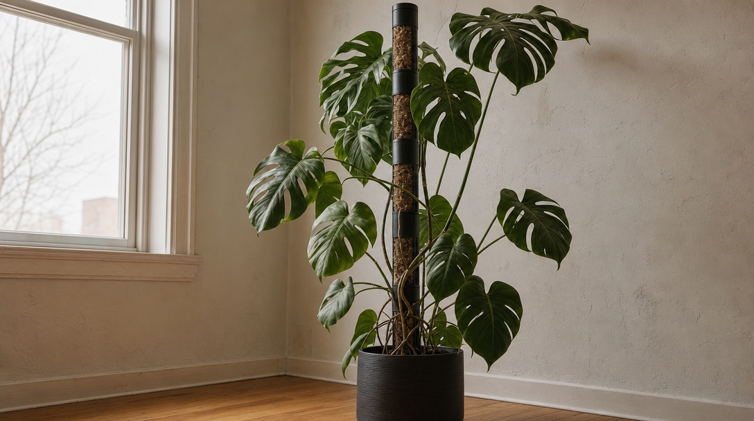 Monstera on a tall Verdura modular moss pole