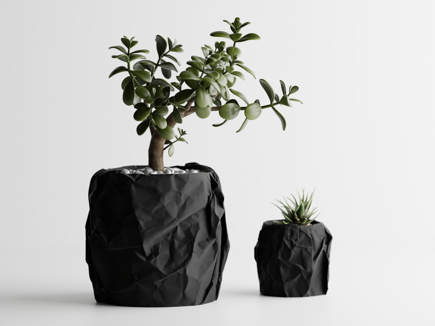 Crumbled Paper Pot - Black