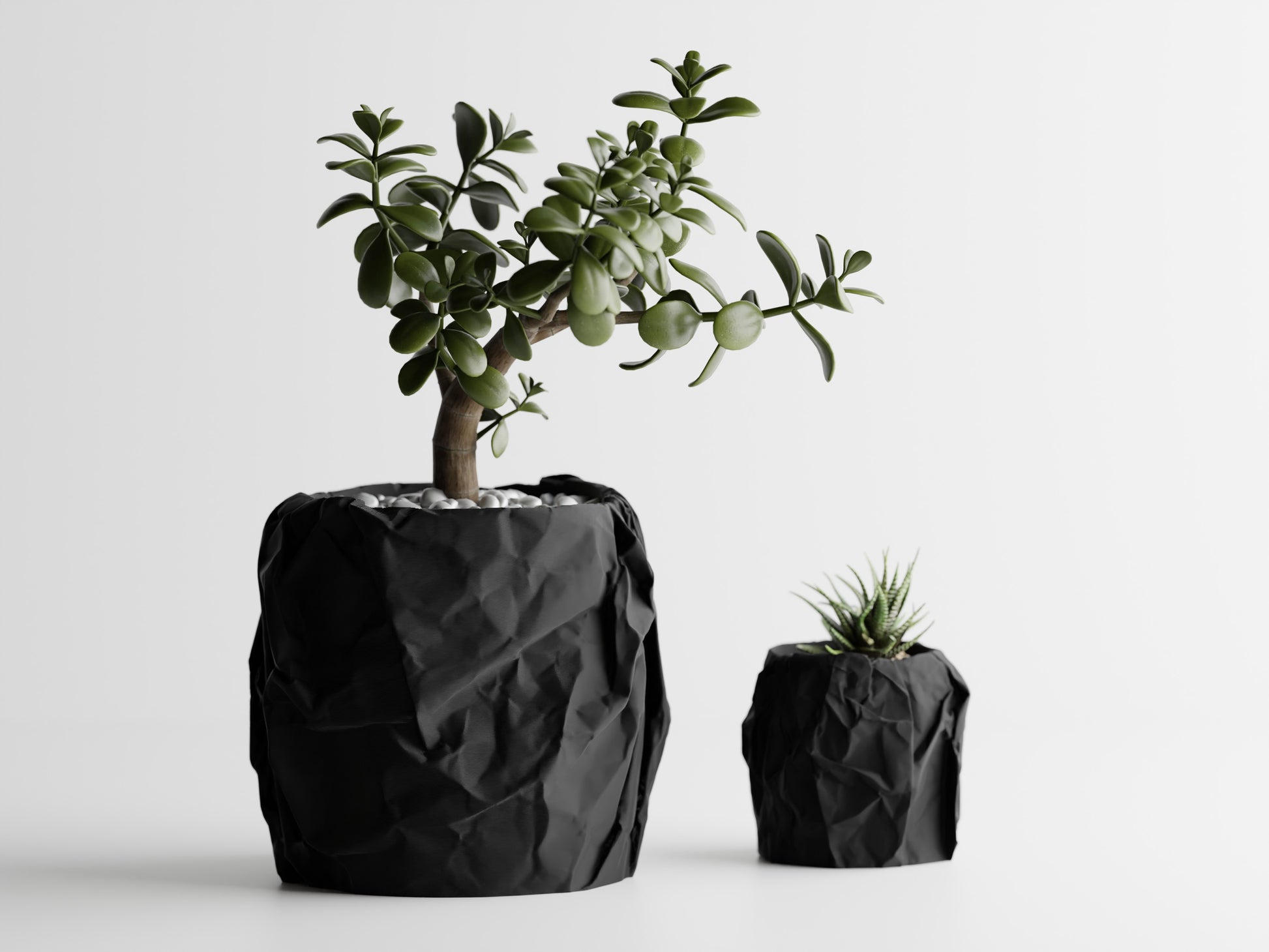 Crumbled Paper Pot - Black