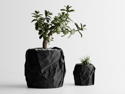 Crumbled Paper Pot - Black