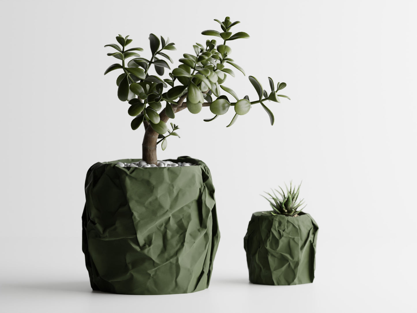 Crumbled Paper Pot - Green