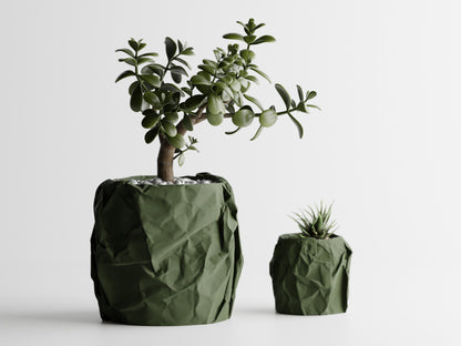 Crumbled Paper Pot - Green