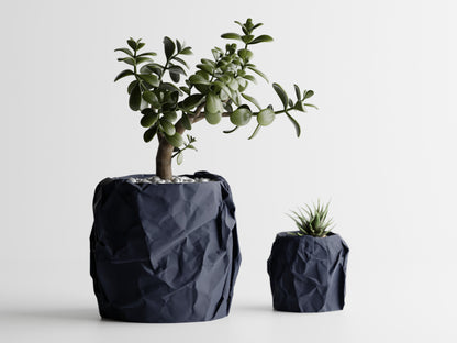 Crumbled Paper Pot - Navy