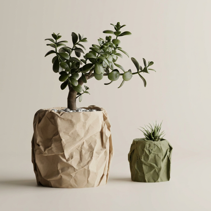 Crumbled Paper Plant Pot alternate angle