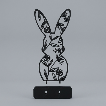 Floral Easter Bunny Sculpture Deco / Floral rabbit Sclupture with stand / Oster Hase alternate angle