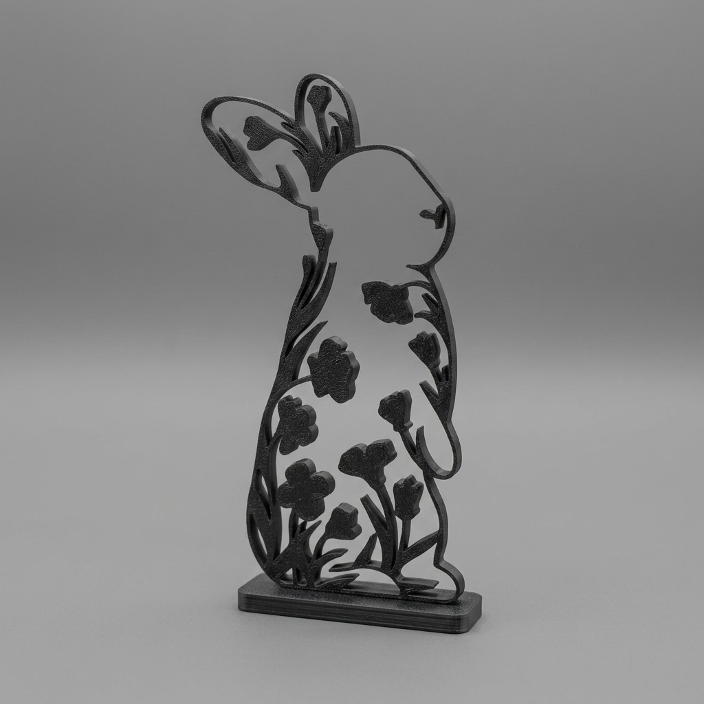 Floral easter Bunny Sculpture Deco / Floral rabbit Sclupture with stand / Oster Hase alternate angle