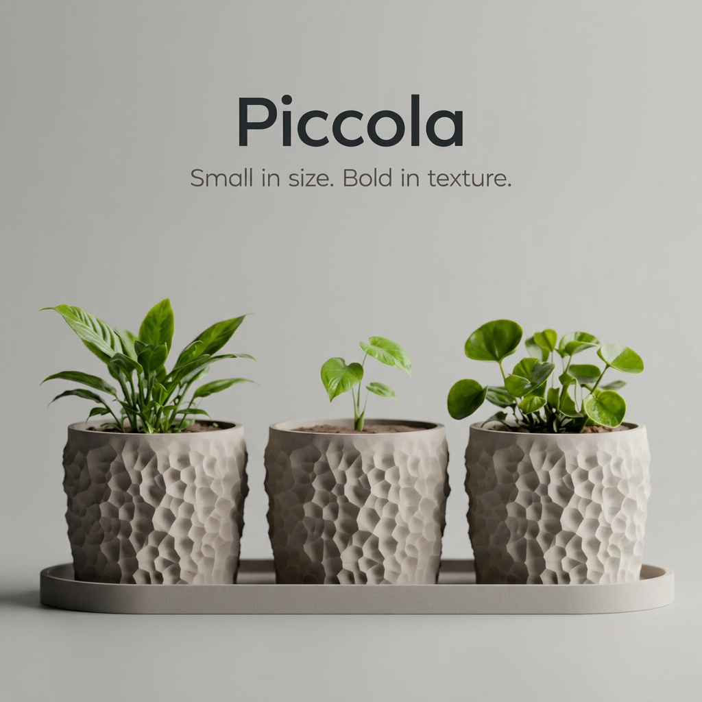 Piccola – Small in size. Bold in texture. scale and measurements
