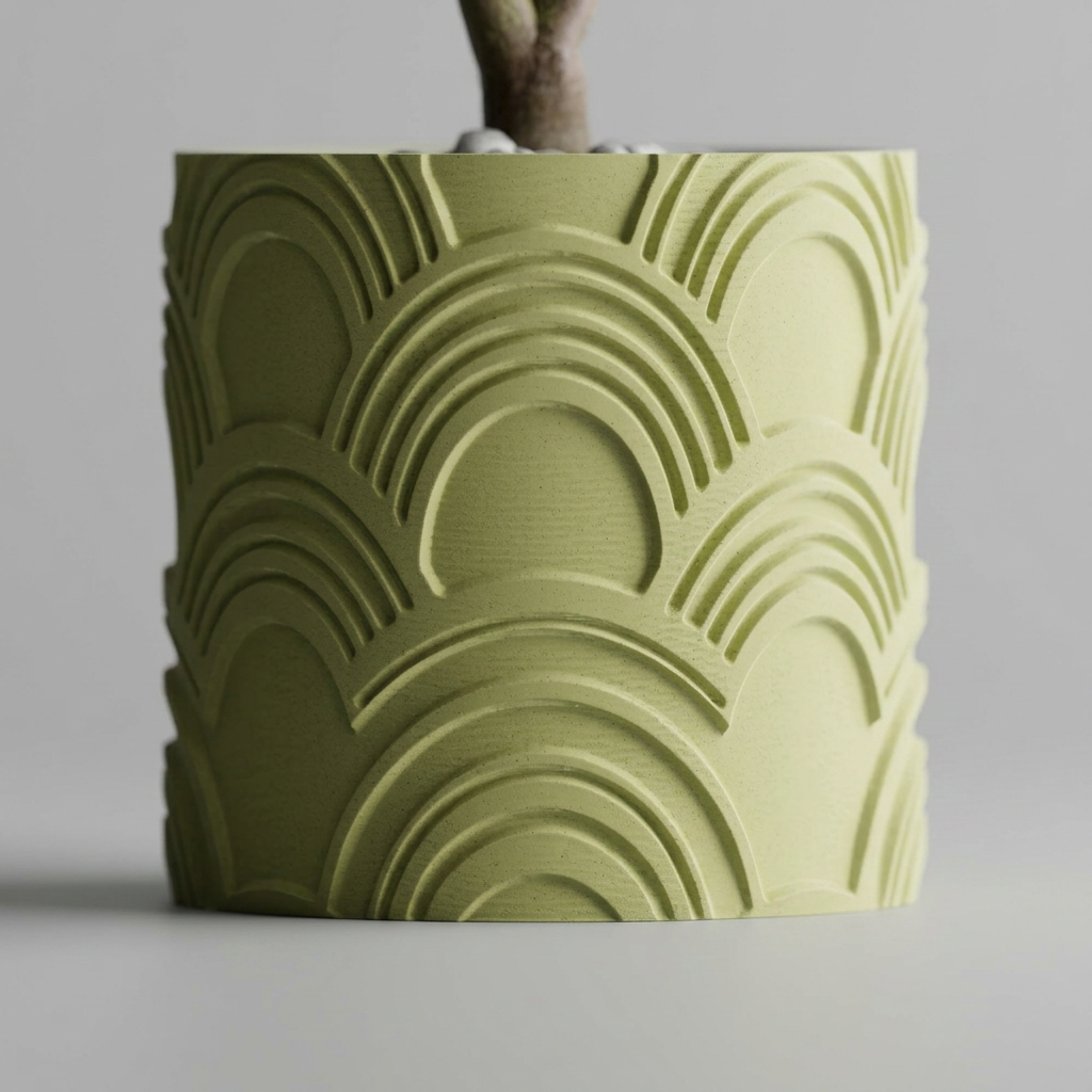 Plant Pot Modern Wavy 1 / 2 Patterns scale and measurements
