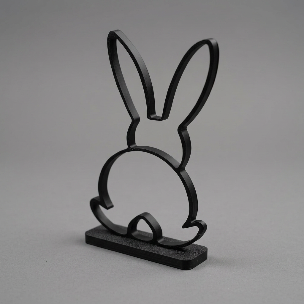 Modern easter Bunny Sculpture Deco / minimalistic rabbit Sclupture with stand / Oster Hase alternate angle