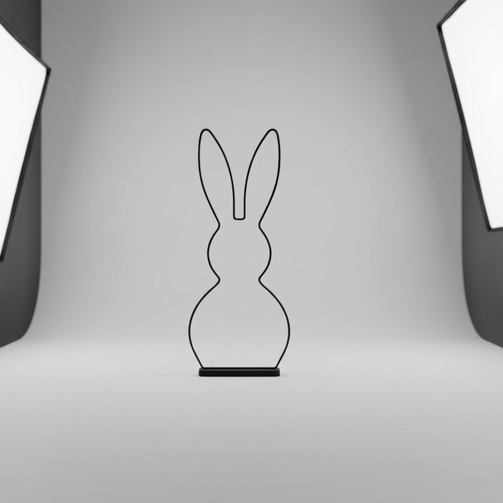 Modern easter Bunny Sculpture Deco / minimalistic rabbit Sclupture with stand / Oster Hase