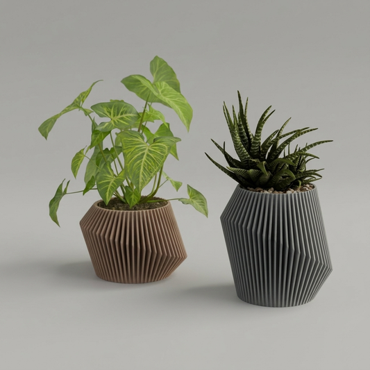 Modern ribbed plant pot Vase 2 sizes