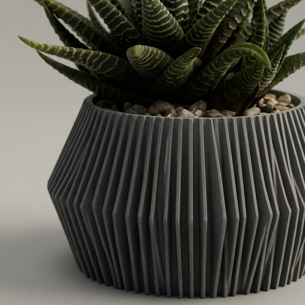 Modern ribbed plant pot Vase 2 sizes scale and measurements
