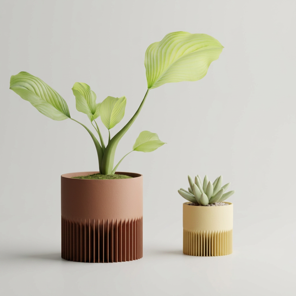 Modern ribbed Planter Plant Pot Vase Series 1