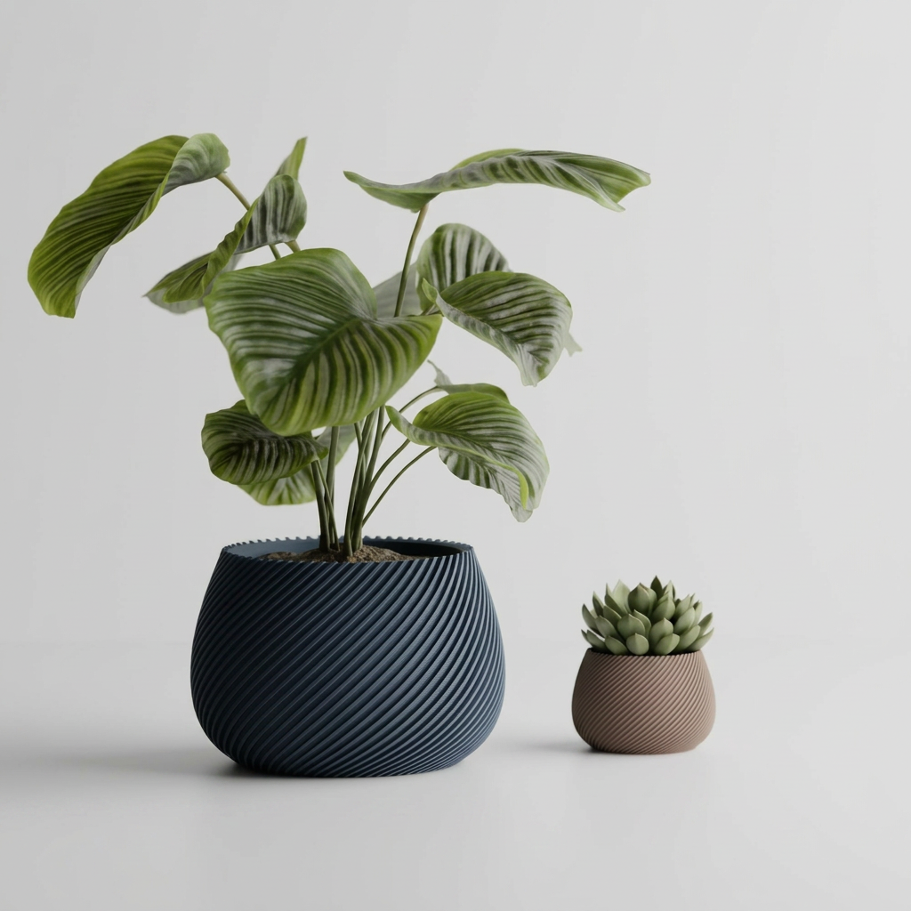 Modern ribbed Planter Plant Pot Vase Series 5