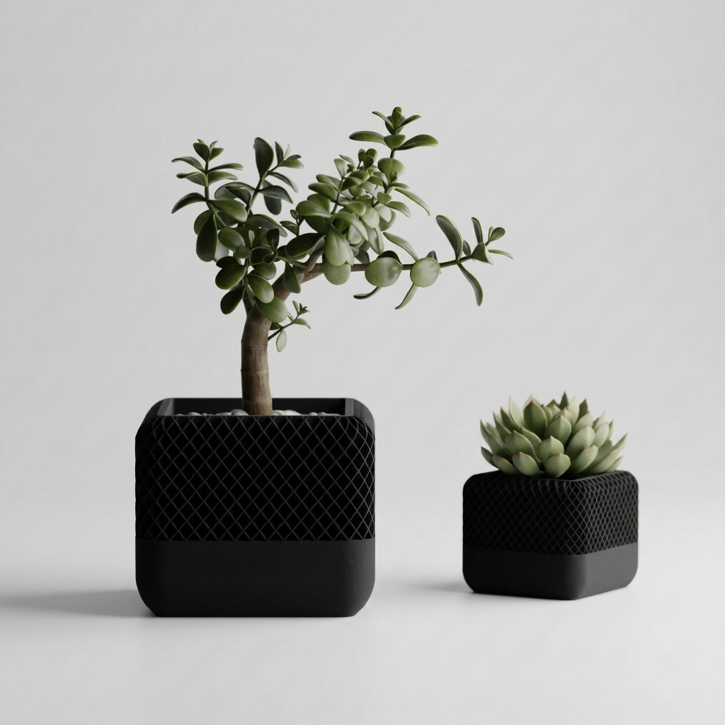 Modern Square Apple Home Pod Style Plant Pot Vases