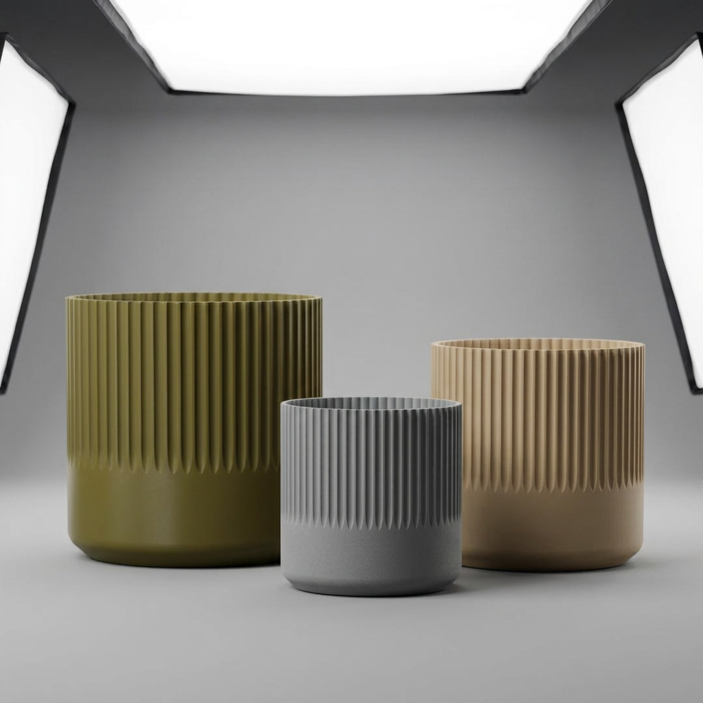 Modern Vase pot Half half grooved Different sizes