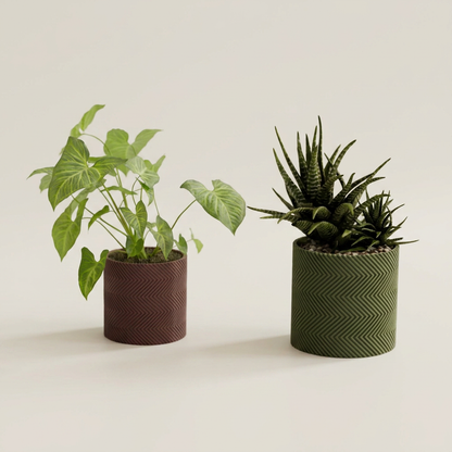Modern ZigZag ribbed plant pot Vase diff. sizes alternate angle
