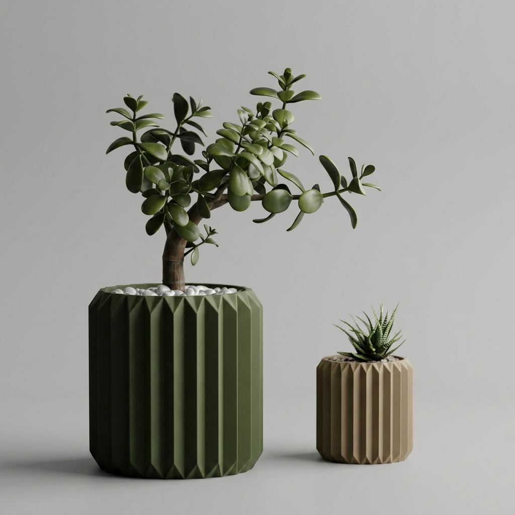 Plant Pot Big Ribbed Triangle 1