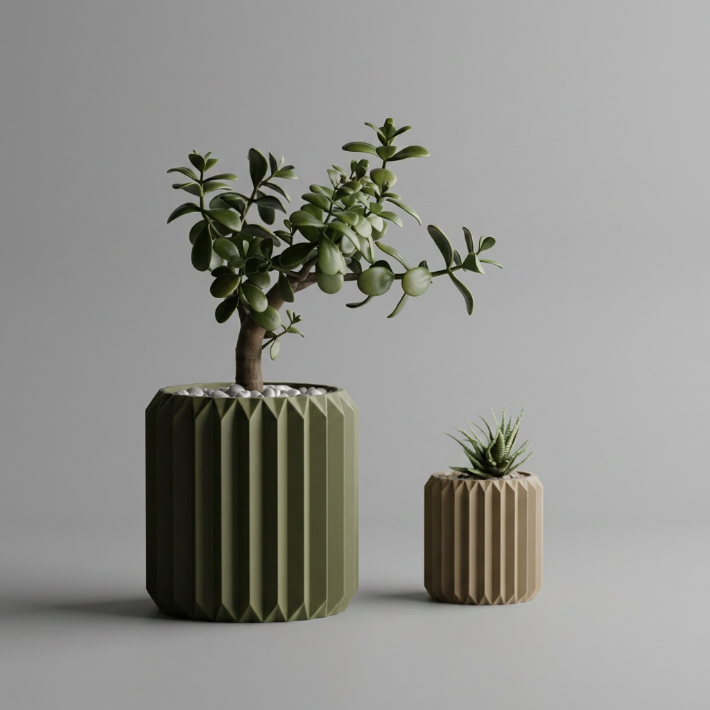 Plant Pot Big Ribbed Triangle 1 scale and measurements