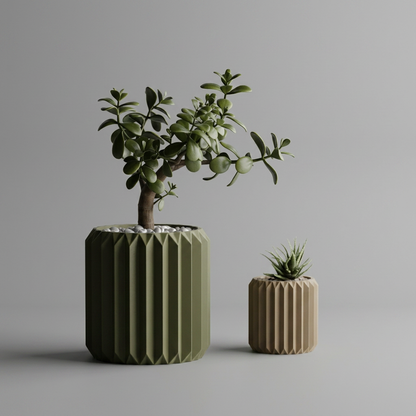 Plant Pot Big Ribbed Triangle 1 scale and measurements