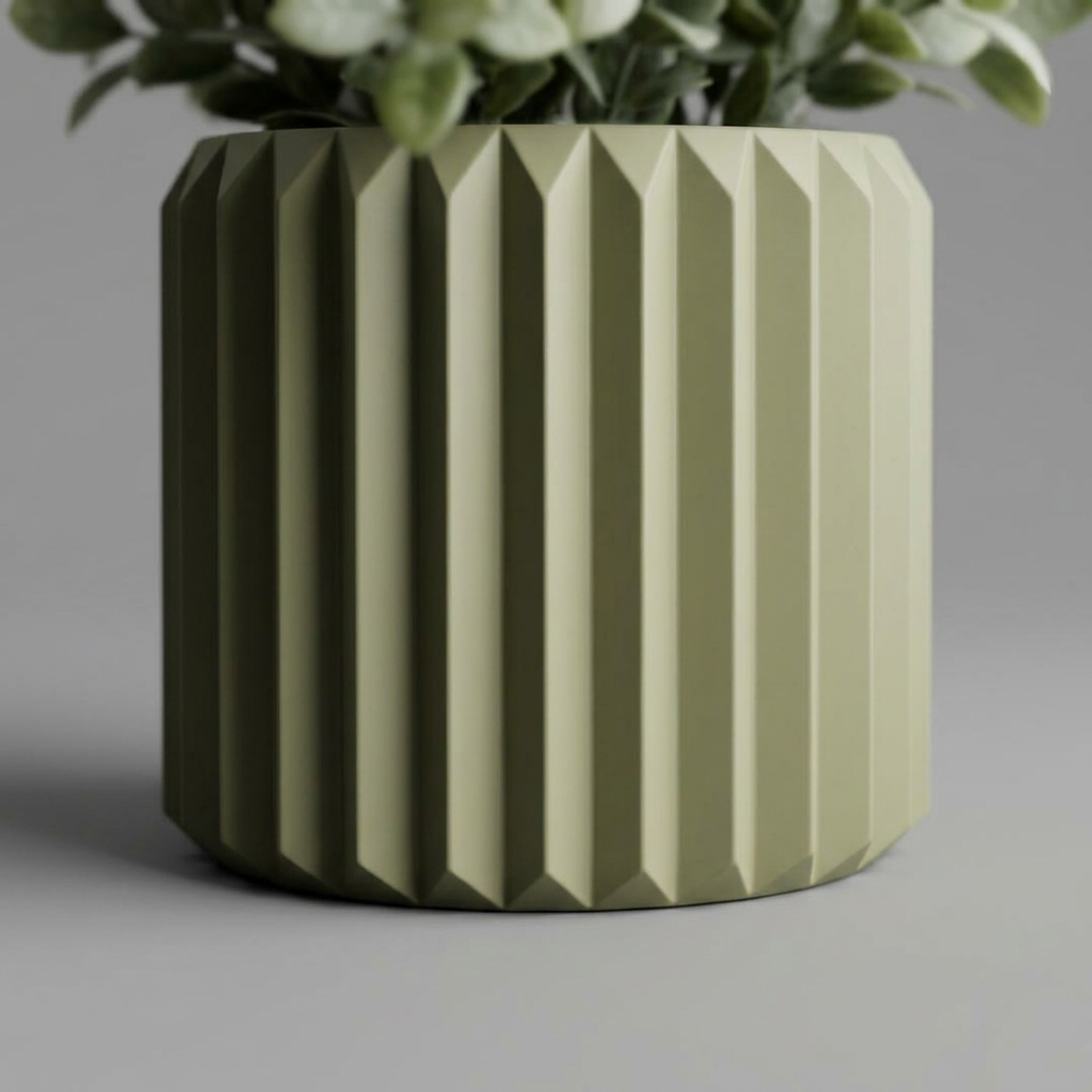 Plant Pot Big Ribbed Triangle 1 alternate angle