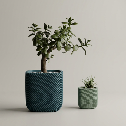 Plant Pot Rib rounded cube
