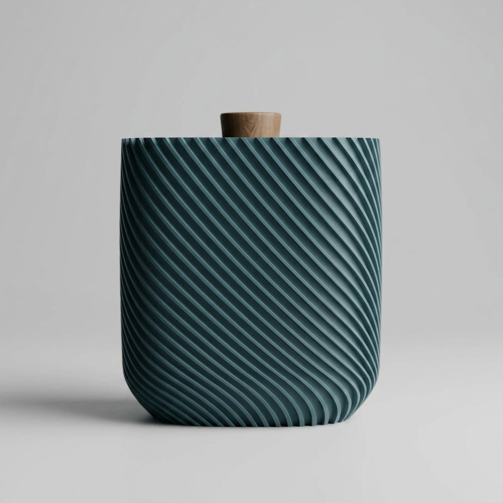 Plant Pot Rib rounded cube alternate angle