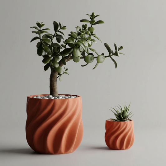 Plant Pot smooth ribs curved