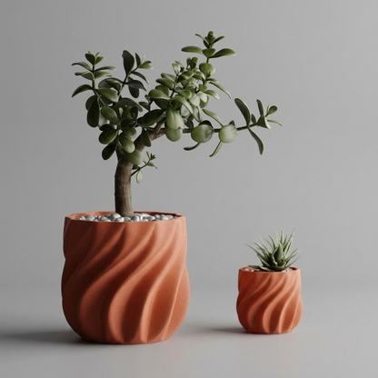 Plant Pot smooth ribs curved scale and measurements