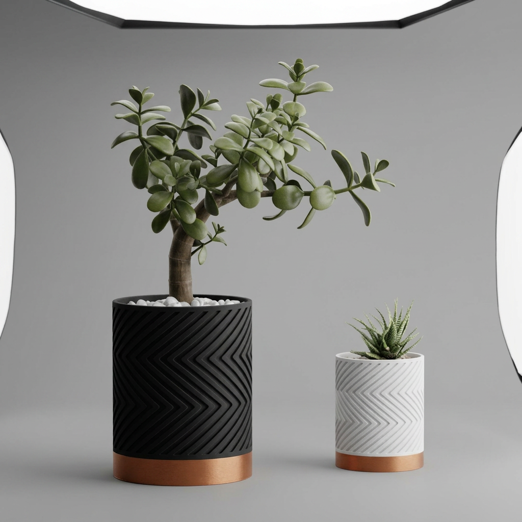 Two-Tone Zigzag Plant Pot