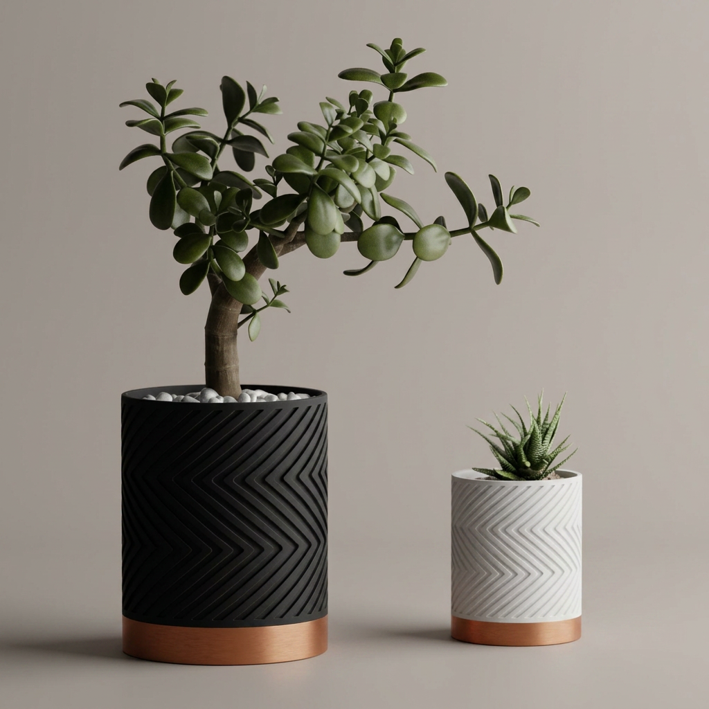 Two-Tone Zigzag Plant Pot scale and measurements
