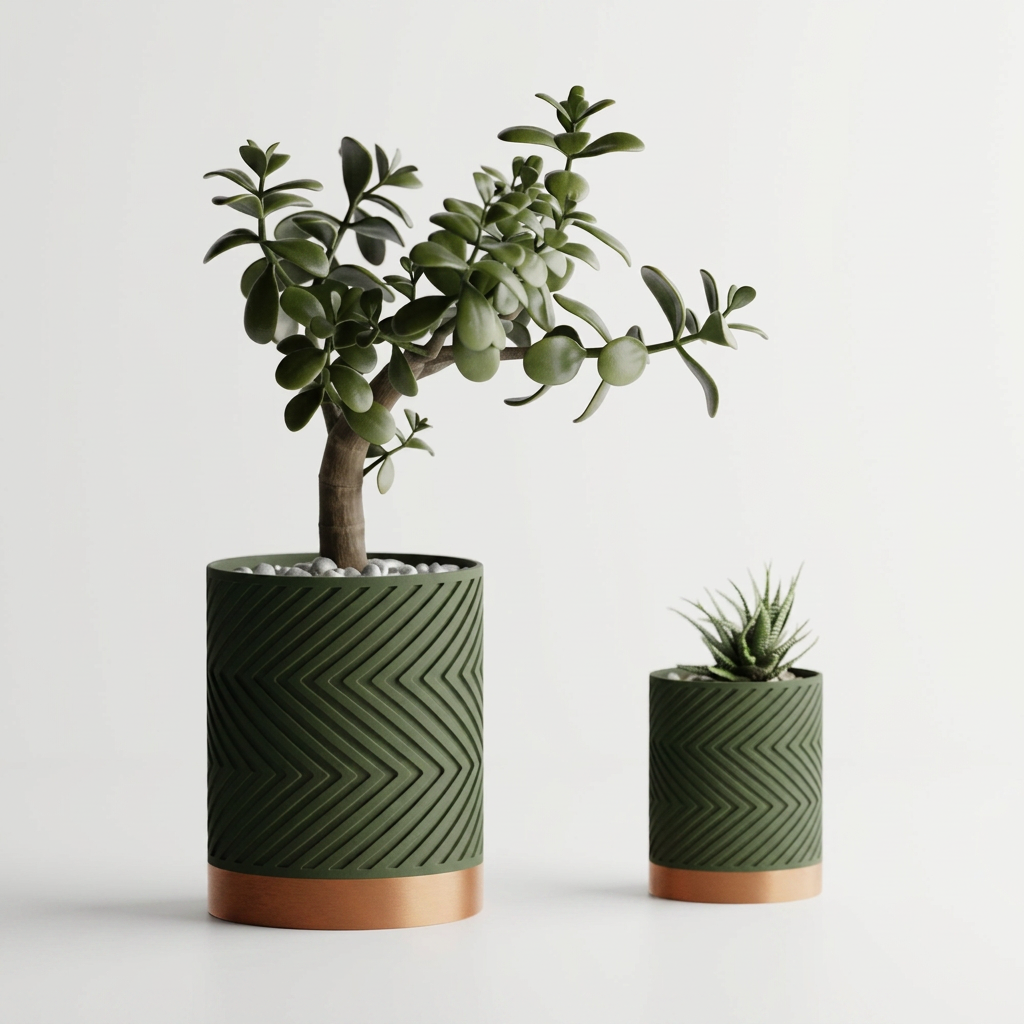 Two-Tone Zigzag Plant Pot alternate angle