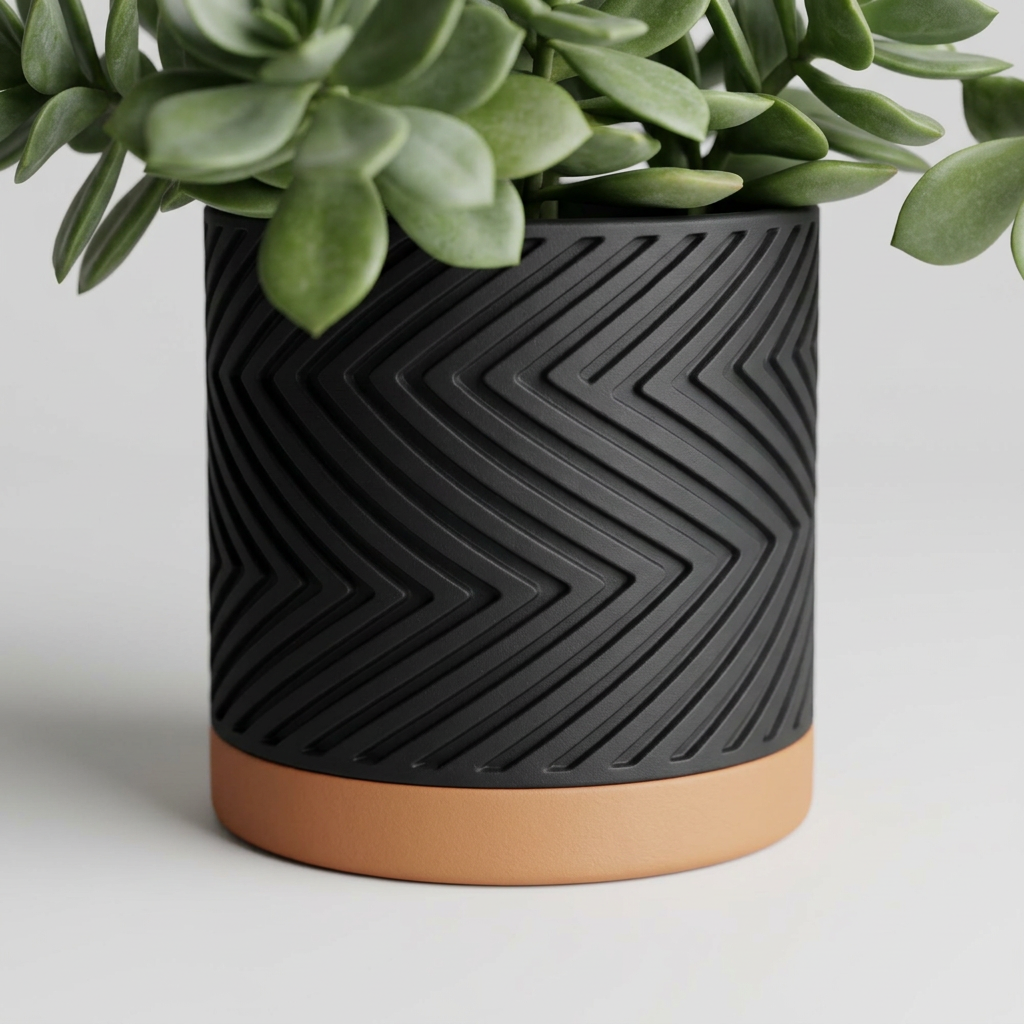Two-Tone Zigzag Plant Pot alternate angle