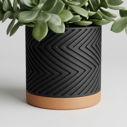 Two-Tone Zigzag Plant Pot alternate angle