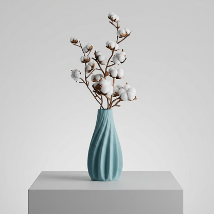 Vase smooth ribs curved scale and measurements