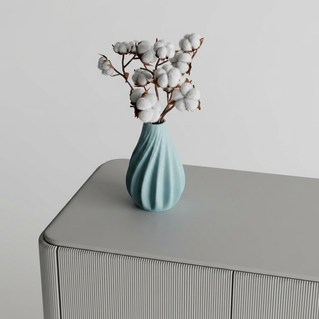 Vase smooth ribs curved alternate angle