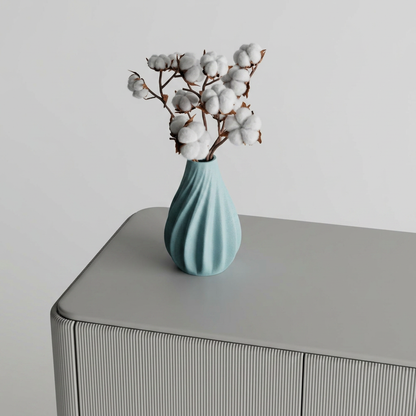 Vase smooth ribs curved alternate angle